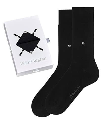 Burlington Herren Socken Basic Uni Gift Box M So Baumwolle einfarbig 2 Paar, Schwarz 0010, 40-46 von Burlington