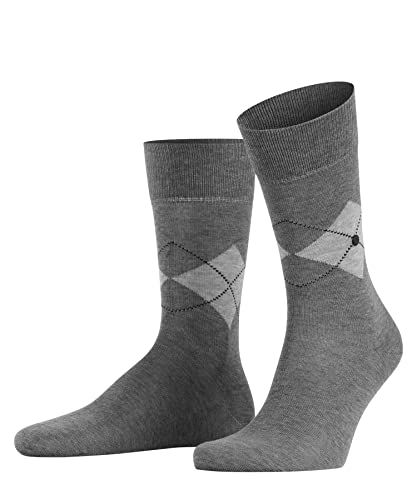 Burlington Herren Socken Black Argyle M SO Baumwolle gemustert 1 Paar, Grau (Steel Melange 3165), 40-46 von Burlington