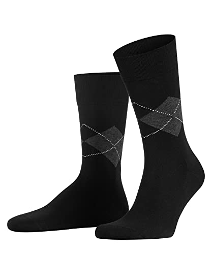 Burlington Herren Socken Black Argyle M SO Baumwolle gemustert 1 Paar, Schwarz (Black 3000), 40-46 von Burlington