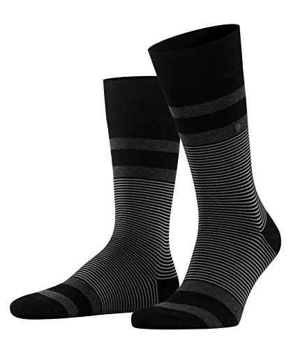 Burlington Herren Socken Black Stripe M SO Baumwolle gemustert 1 Paar, Schwarz (Black 3000), 40-46 von Burlington