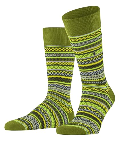 Burlington Herren Socken Disrupted Stripe M SO Baumwolle gemustert 1 Paar, Grün (Moss 7482), 40-46 von Burlington