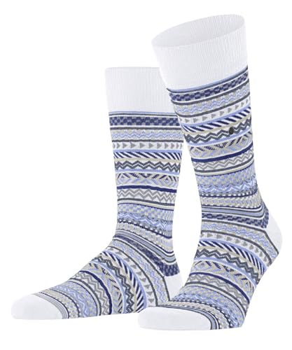 Burlington Herren Socken Disrupted Stripe M SO Baumwolle gemustert 1 Paar, Weiß (White 2000), 40-46 von Burlington