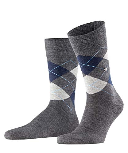 Burlington Herren Socken Edinburgh M SO Wolle gemustert 1 Paar, Grau (Rock-Limelight 3194), 40-46 von Burlington