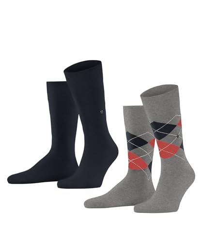 Burlington Herren Everyday Mix 2-Pack M SO Baumwolle Gemustert 2 Paar Socken, Grau (Lunar 3225), 40-46 (2er Pack) von Burlington