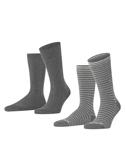 Burlington Herren Socken Everyday Stripe Mixed 2-Pack M SO Baumwolle gemustert 2 Paar, Grau (Light Grey Melange 3390), 40-46 von Burlington