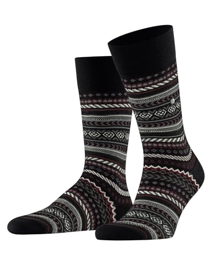 Burlington Herren Socken Fair Isle M So Wolle gemustert 1 Paar, Schwarz Black 3000, 40-46 von Burlington
