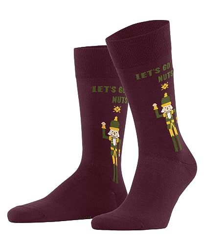 Burlington Herren Socken Nutty Nutracker Nachhaltige Biologische Baumwolle gemustert 1 Paar, Rot (Burgundy 8326), 40-46 von Burlington