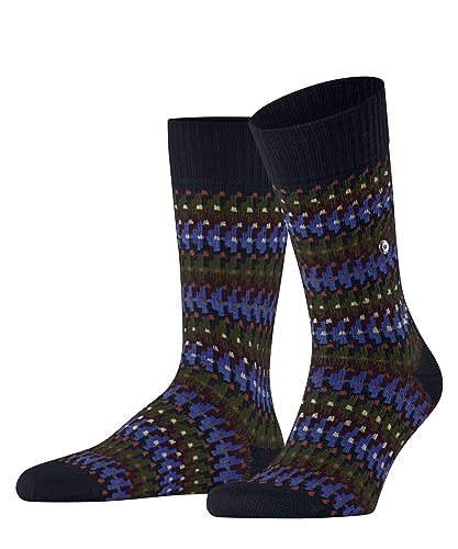 Burlington Herren Retro Resort M SO Schurwolle Gemustert 1 Paar Socken, Blau (Marine 6120), 40-46 von Burlington