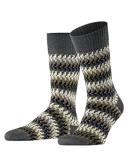 Burlington Herren Retro Resort M SO Schurwolle Gemustert 1 Paar Socken, Grau (Dark Grey 3070), 40-46 von Burlington