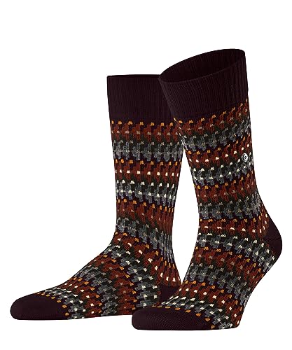 Burlington Herren Retro Resort M SO Schurwolle Gemustert 1 Paar Socken, Rot (Claret 8435), 40-46 von Burlington