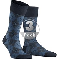 Burlington Herren Socken blau Baumwolle gemustert von Burlington