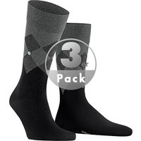 Burlington Herren Socken schwarz Baumwolle gemustert von Burlington