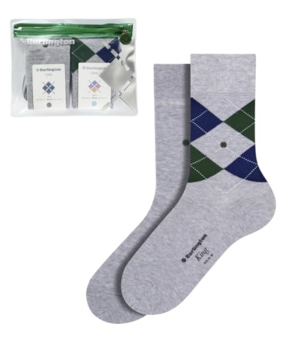 Burlington Herren Socken Travel Pouch Multipack M So Baumwolle gemustert 2 Paar, Grau Light Grey Mix 0010, 40-46 von Burlington