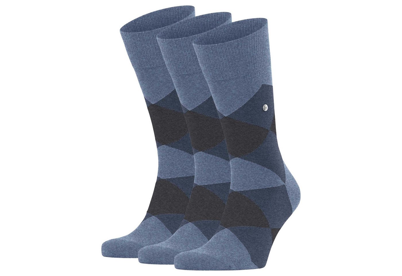 Burlington Kurzsocken Herren Socken 3er Pack - Clyde, Rautenmuster von Burlington