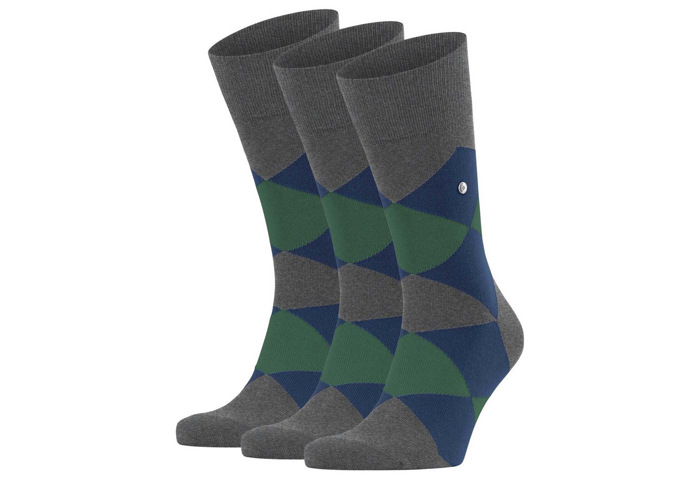 Burlington Kurzsocken Herren Socken 3er Pack - Clyde, Rautenmuster von Burlington