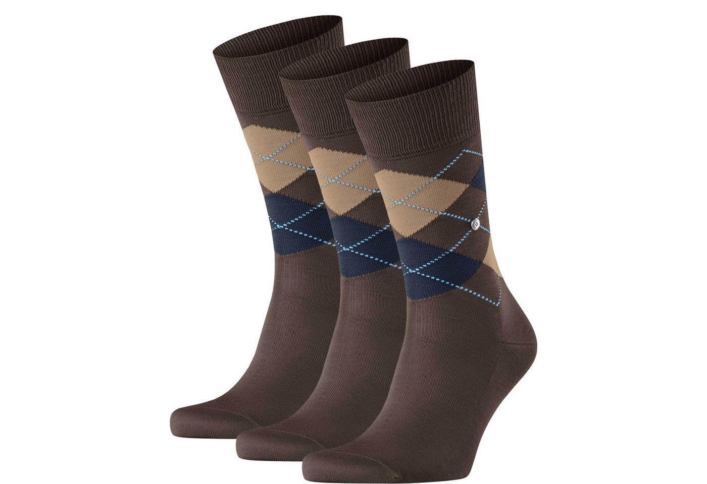 Burlington Kurzsocken Herren Socken 3er Pack - Manchester, Rautenmuster von Burlington