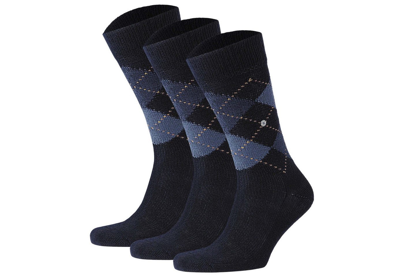 Burlington Kurzsocken Herren Socken PRESTON 3er Pack - Rautenmuster von Burlington