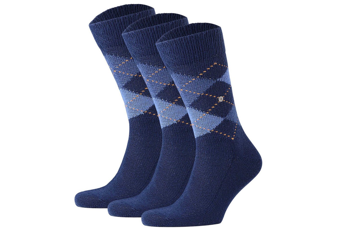 Burlington Kurzsocken Herren Socken PRESTON 3er Pack - Rautenmuster von Burlington