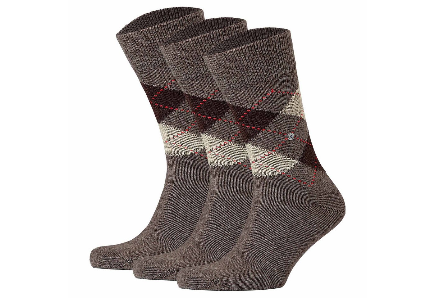 Burlington Kurzsocken Herren Socken PRESTON 3er Pack - Rautenmuster von Burlington