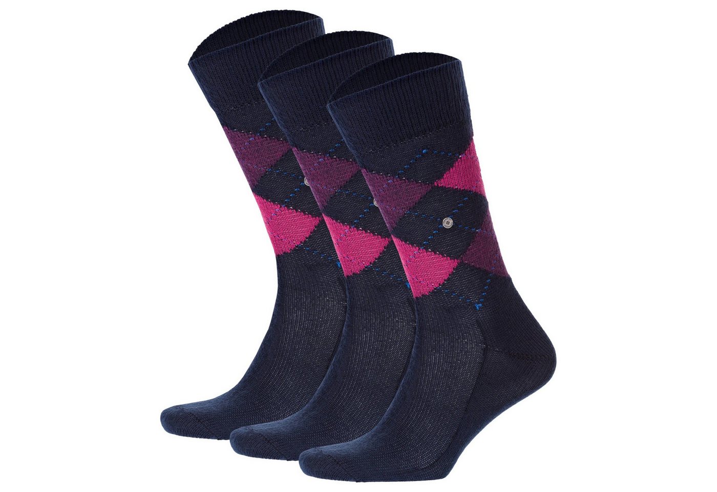 Burlington Kurzsocken Herren Socken PRESTON 3er Pack - Rautenmuster von Burlington