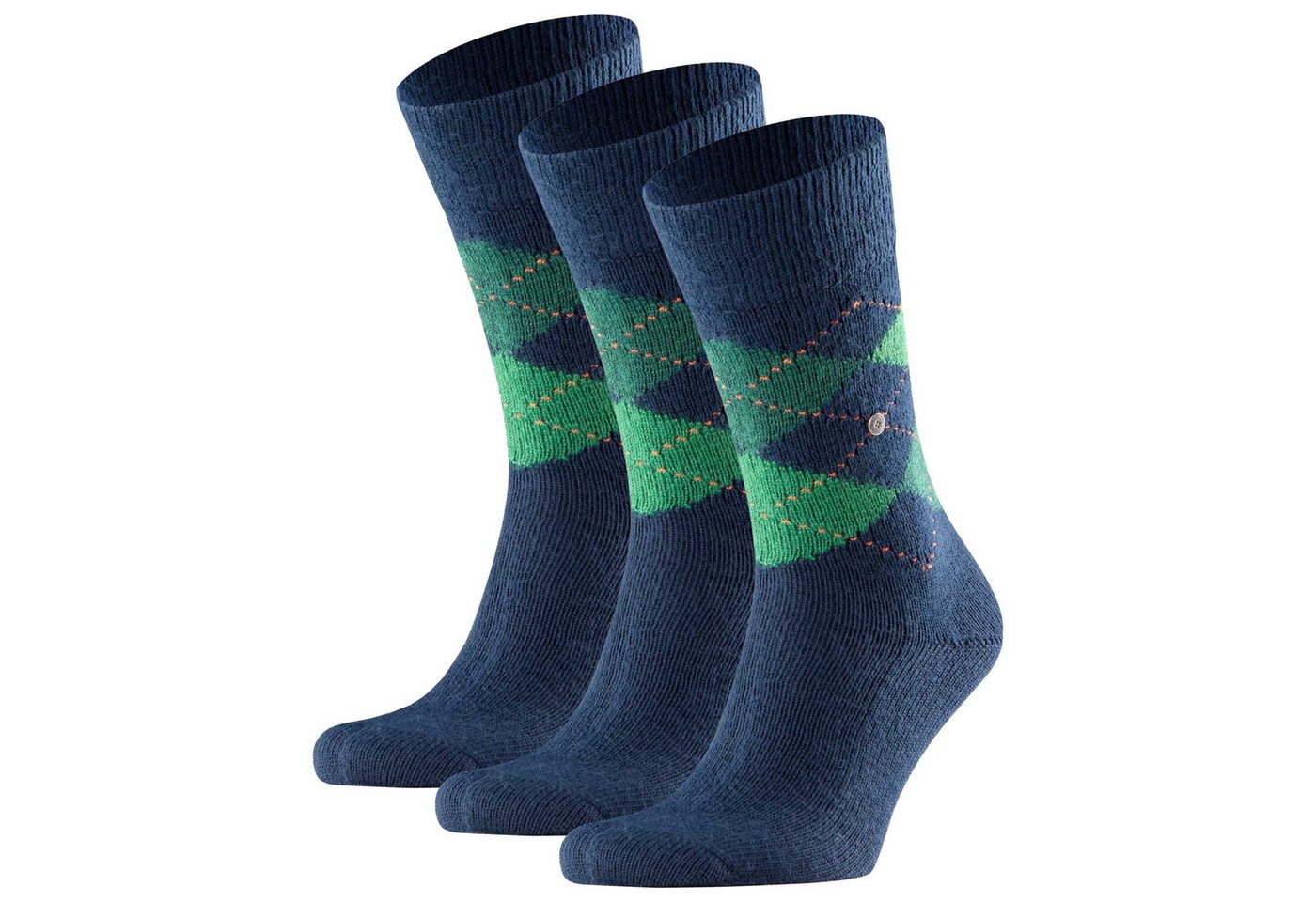 Burlington Kurzsocken Herren Socken PRESTON 3er Pack - Rautenmuster von Burlington