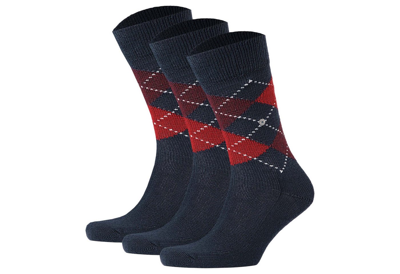 Burlington Kurzsocken Herren Socken PRESTON 3er Pack - Rautenmuster von Burlington