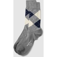 Burlington Socken mit Karomuster Modell 'KING' in Mittelgrau, Größe 40-46 von Burlington