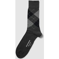 Burlington Socken mit Karomuster Modell 'MANCHESTER' in Anthrazit Melange, Größe 46-50 von Burlington