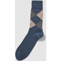 Burlington Socken mit Karomuster Modell 'MANCHESTER' in Jeansblau, Größe 40-46 von Burlington