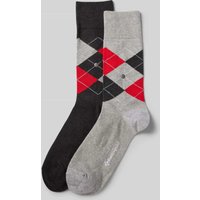 Burlington Socken mit Label-Applikation Modell 'Everyday Argyle' im 2er-Pack in Gruen, Größe 40-46 von Burlington