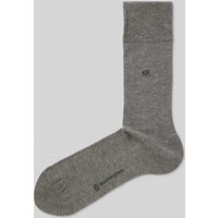 Burlington Socken mit Label-Print Modell 'Dublin' in Mittelgrau, Größe 40-46 von Burlington