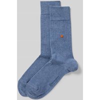 Burlington Socken mit Label-Print Modell 'Lord' in Jeansblau, Größe 40-46 von Burlington