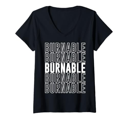 Damen Brennbar T-Shirt mit V-Ausschnitt von Burnable Apparel