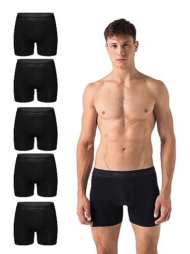 Burnell & Son - Boxershorts Herren aus Baumwolle 5er Pack - Unterhosen mit Komfortbund - Boxershort mit extra verlängertem Hosenbein - Baumwoll Unterhosen Herren aus 95% Baumwolle von Burnell & Son