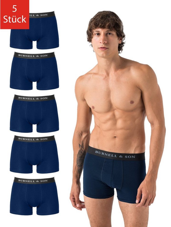 Burnell & Son Boxershorts Unterhosen aus Baumwolle für Herren Männer (Packung, Set, Spar-Pack, Spar-Packung, Spar-Set, 5-St., 5er-Pack) mit Komfortbund von Burnell & Son