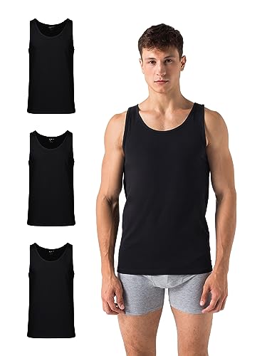 Burnell & Son - Unterhemd Herren 3er Pack - Tank Top Achselshirts aus Stretch Baumwolle - Herren Unterhemden Slim Fit in Weiss und Schwarz - Tanktop von Burnell & Son