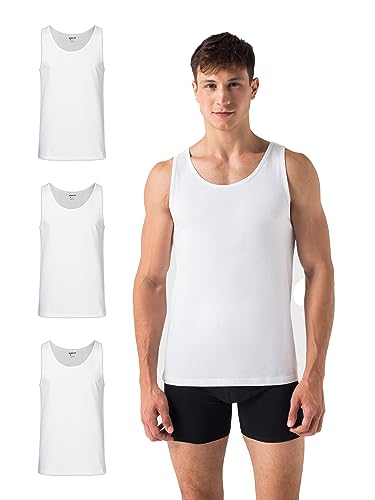 Burnell & Son - Unterhemd Herren 3er Pack - Tank Top Achselshirts aus Stretch Baumwolle - Herren Unterhemden Slim Fit in Weiss und Schwarz - Tanktop von Burnell & Son