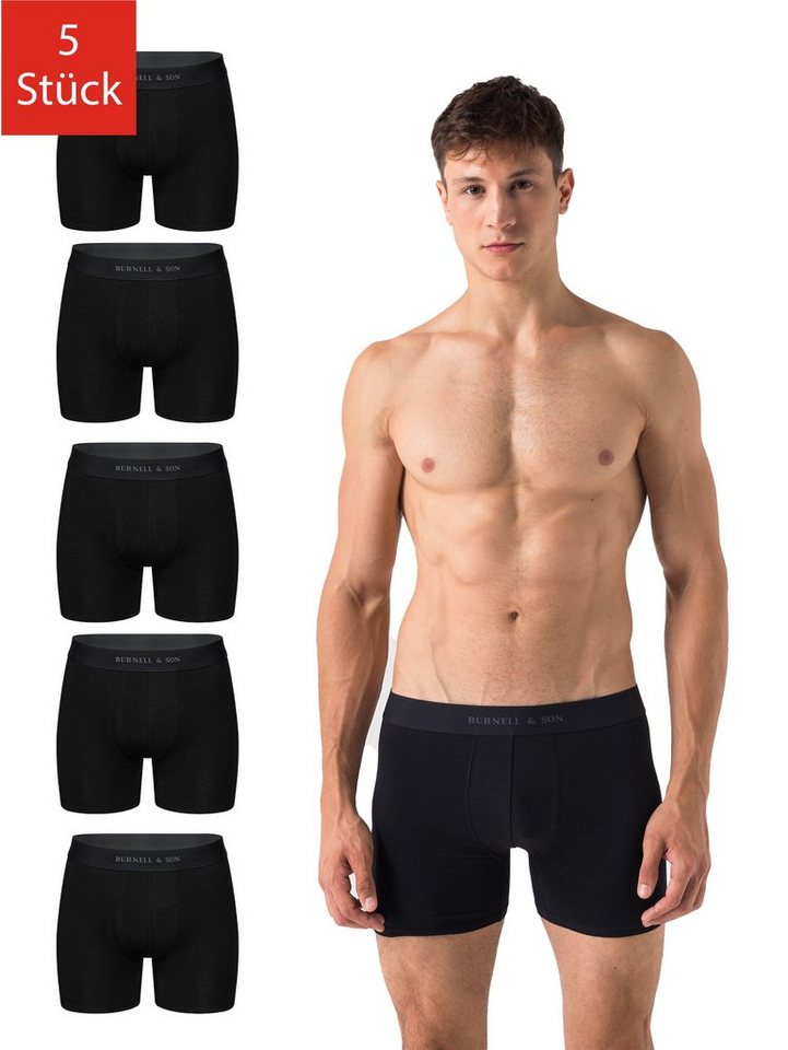 Burnell & Son Retro Boxer Unterhosen aus Baumwolle für Herren Männer (Packung, Set, Spar-Pack, Spar-Packung, Spar-Set, 5-St., 5er-Pack) mit Komfortbund von Burnell & Son