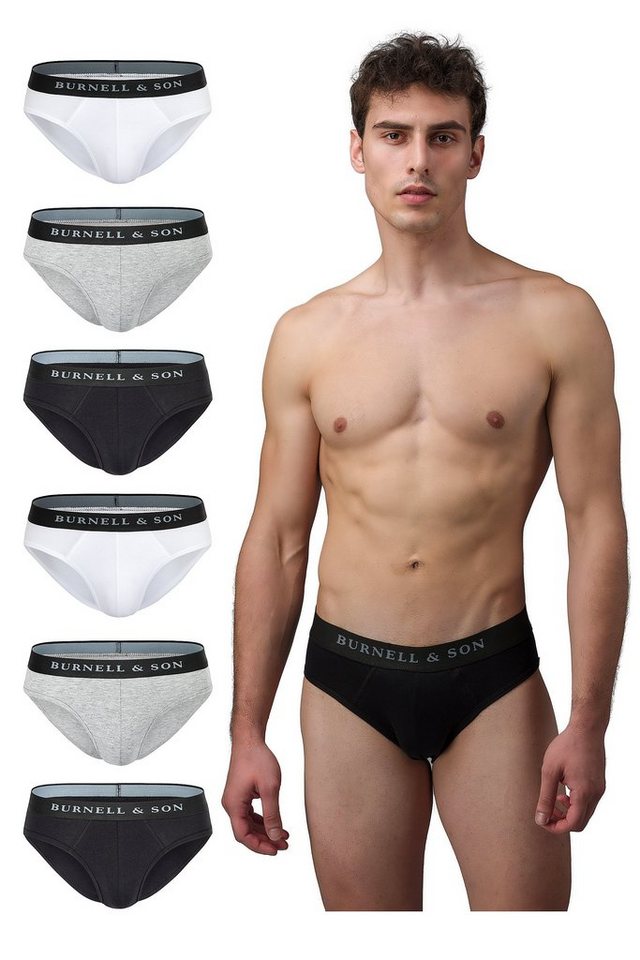Burnell & Son Slip Herrenslips Unterhosen für Herren (Packung, Set, Spar-Pack, Spar-Packung, 6-St., 6er-Pack) aus Baumwolle mit Komfortbund von Burnell & Son
