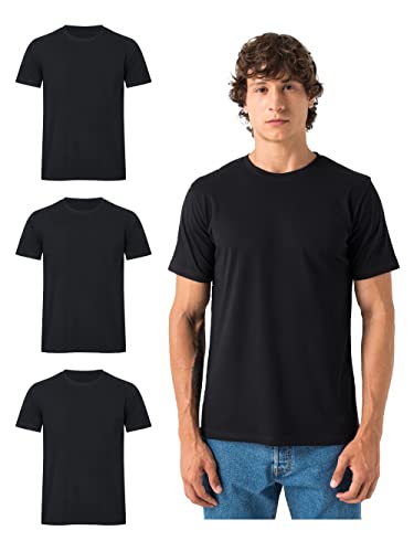 Burnell & Son Tshirt Herren 3er Pack aus 100% Baumwolle Regular Fit Basic Männer T-Shirt Set (S-5XL) Schwarz 4XL von Burnell & Son