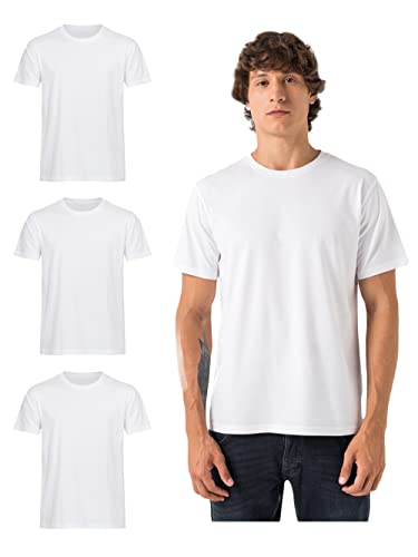 Burnell & Son Tshirt Herren 3er Pack aus 100% Baumwolle Regular Fit Basic Männer T-Shirt Set (S-5XL) Weiss 4XL von Burnell & Son
