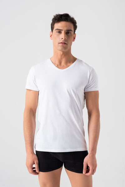 Burnell & Son Unterhemd Herren V-Ausschnitt 3er Pack - T-Shirt Extra Lang mit Kurzarm Slim Fit von Burnell & Son