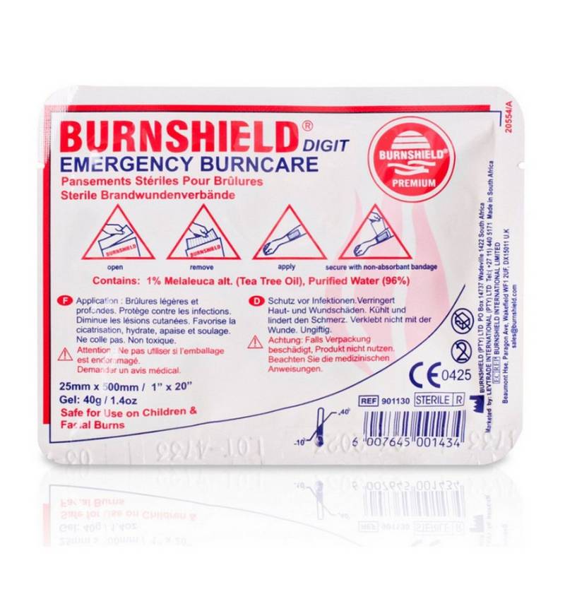 Burnshield Erste-Hilfe-Set Burnshield sterile Kompressen in verschiedene Größen, (Professionelles Set für Brandverletzungen, 1 St), Flexibles Material, Steril verpackt, Antibakterielle Wirkung von Burnshield