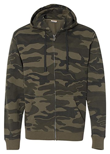 Burnside Full Zip Camo Hooded Fleece Jacket, Größe:L, Farbe:Green Camo von Burnside