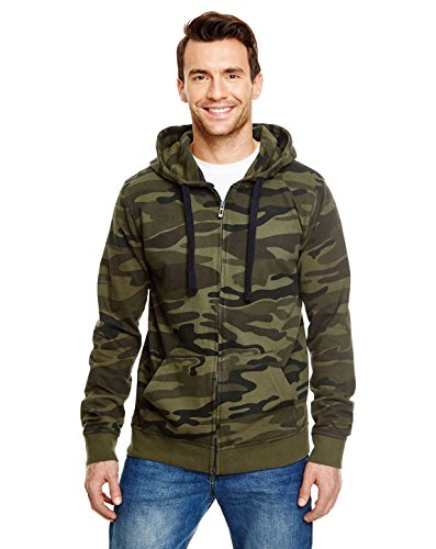 Burnside Full Zip Camo Hooded Fleece Jacket, Größe:L, Farbe:Green Camo von Burnside