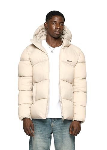 Burocs Glossy Puffer Jacket - Bone - Jacke Herren - 2-Wege Reißverschluss - Metall Logo - Innentasche mit Reißverschluss - Kordelzug - 100% Nylon Obermaterial, Größe:S, Farbe:Bone von Burocs