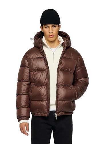 Burocs Glossy Puffer Jacket - Brown - Oversized Herrenjacke - verstellbare Kapuze - glänzendes Material - Innentasche, Größe:M, Farbe:Chocolate Brown von Burocs