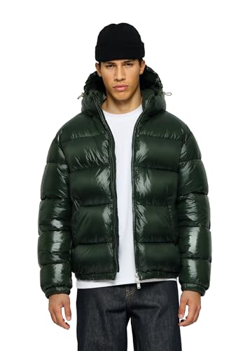 Burocs Glossy Puffer Jacket - Green - Oversized Herrenjacke - verstellbare Kapuze - glänzendes Material - Innentasche, Größe:S, Farbe:Green von Burocs