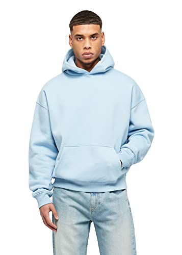 Burocs Herren Oversized Heavy Basic Hoodie in Babyblau, Kapuzenpullover, Baumwollmix, Überschnittene Schultern, Casual Streetwear, Größe:L, Farbe:Babyblue von Buroc's