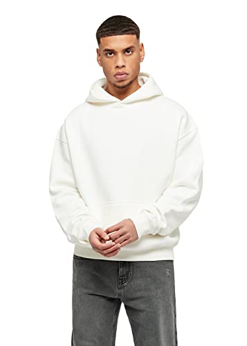 Burocs Herren Oversized Heavy Basic Hoodie in Vanilla Ice, Kapuzenpullover, Baumwollmix, Überschnittene Schultern, Casual Streetwear, Größe:L, Farbe:Off White von Buroc's